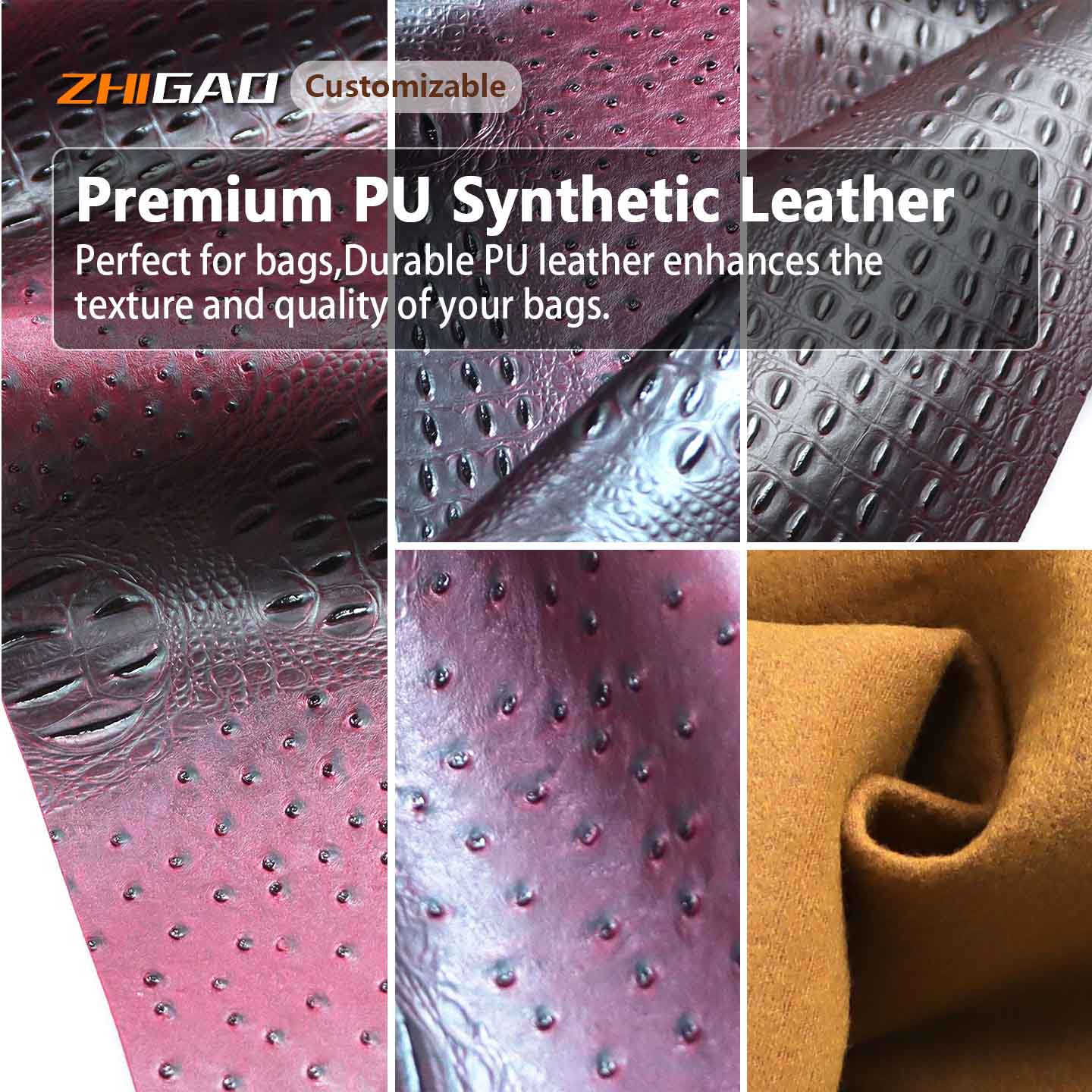 Zhigao Leather Factory Releases New Premium Ostrich Pattern PU Leather for Bag Manufacturing